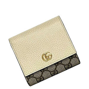 Gucci Bifold Wallet Beige White Marmont 598587 Excellent Condition
